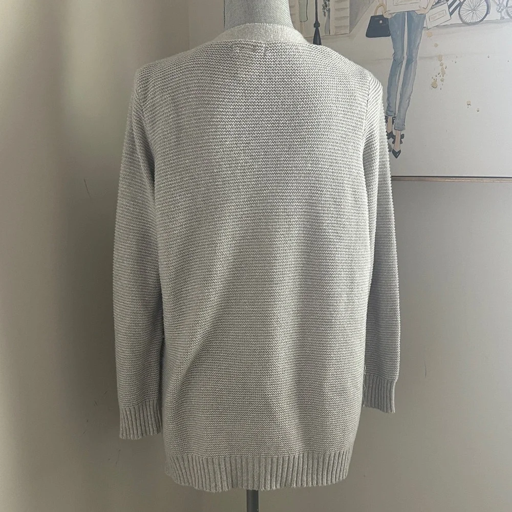 Cotton Emporium Light Gray Open-Front Cardigan - Picture 3 of 5